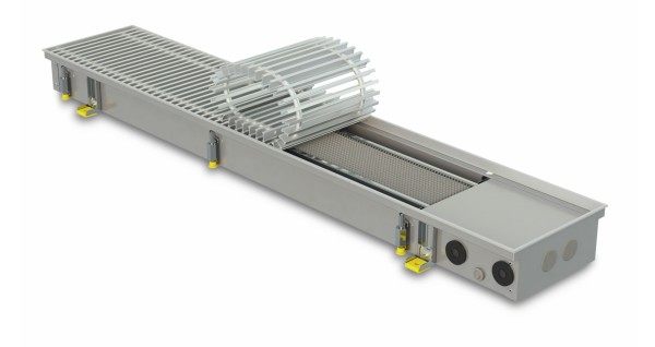 Trench heater with natural convection FC 80-32-9-ALS with roll-up silver colour aluminium grille