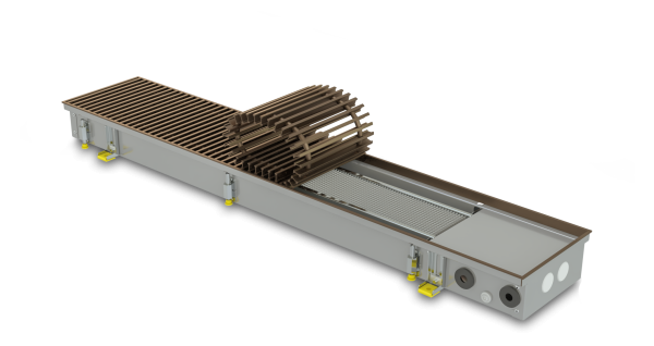 Trench heater with natural convection FC 100-22-9-AL10 with roll-up brown colour aluminium grille