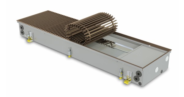 Trench heater with fan for heating and cooling FCH2 170-AL10 with roll-up brown colour aluminium grille