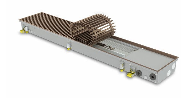 Trench heater with fan FH4-H 245-AL10 with roll-up brown colour aluminium grille
