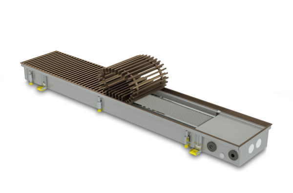 Trench heater with natural convection FC 80-32-15-AL10 with roll-up brown colour aluminium grille