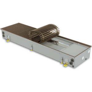 Įleidžiamas grindinis fankoilas su ventiliatoriumi šildymui ir vėsinimui